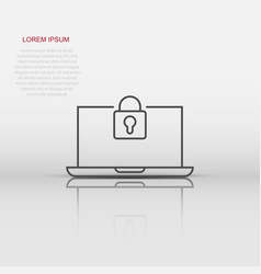 Locker Computer Icon In Flat Style Padlock Laptop