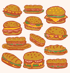 Set Of Burger And Sandwich Collection