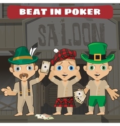 Three Cowboys Beat In Poker In The Saloon