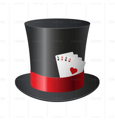 Black Top Hat With Fan Of Playing Cards