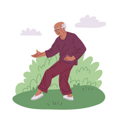 Elderly Gentleman Tai Chi Practice