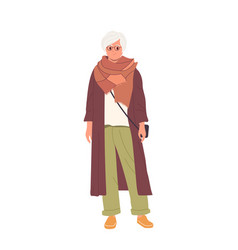 Elegant Old Woman Character Wearing Trendy Fashion