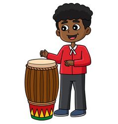 Man Playing A Drum Cartoon Colored Clipart