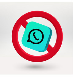 Mobile Phone Chat Icon In Red Circle With Crossed