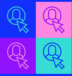 Pop Art Line Worker Icon Isolated On Color