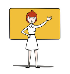 Cartoon Businesswoman Showing Empty Copy Space