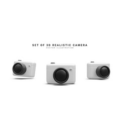 Set Of 3d Realistic Camera Isolated On White