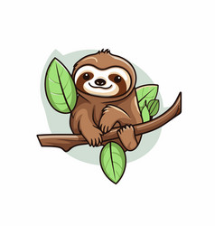 Cute Sloth Sitting On A Tree Branch