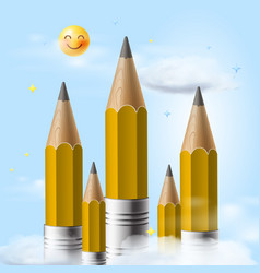 School Pencils In The Clouds Sky With Emoji