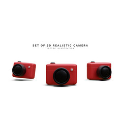 Set Of 3d Realistic Camera Isolated On White