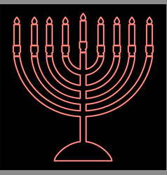 Neon Menorah For Hanukkah Icon Black Color