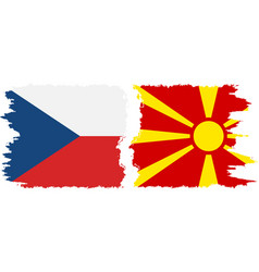 Northern Macedonia And Czech Grunge Flags