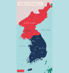 Korean Peninsula Detailed Editable Map