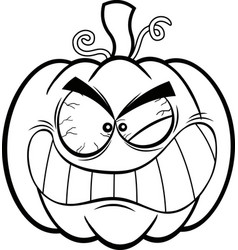 Outlined Mad Halloween Pumpkin Cartoon Emoji Face