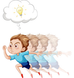 A Boy Running And Thinking On White Background