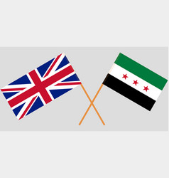 Crossed Syrian National Coalition And Uk Flags