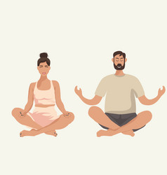 Man And Woman Doing Yoga Cartoon