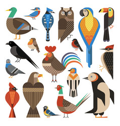 Widespread Common Birds Geometric Set In Flat