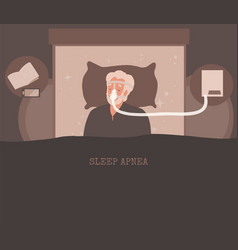 Senior Man In Mask Sleeping With Cpap Sleep Apnea