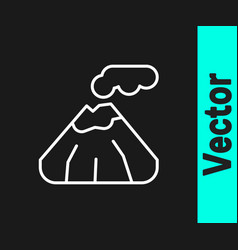 White Line Volcano Icon Isolated On Black