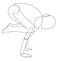 Woman Doing Yoga Crow Pose Continuous Line