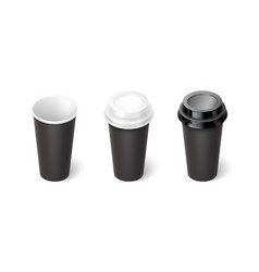 Black Mockup Cups 3d Realistic Set