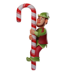 Funny Face Elf 3d Climbing A Candy