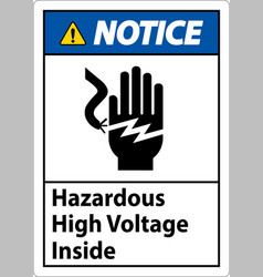 Notice Hazardous High Voltage Inside Sign