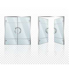 Double Glass Doors With Metal Frame And Handles