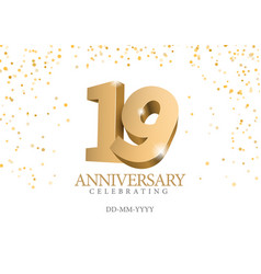 Anniversary 19 Gold 3d Numbers