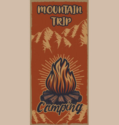 Colour Vintage Poster On Theme Camping