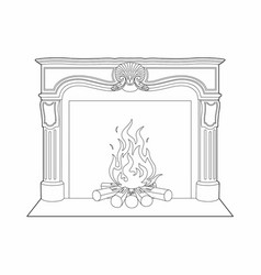 Drawing Fireplace Old Vector Images 53