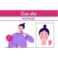 Gua Sha Massage For Skin Woman Uses Rose Quartz