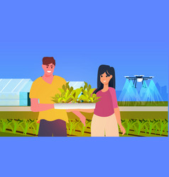 People Holding Green Plants Air Drone Watering