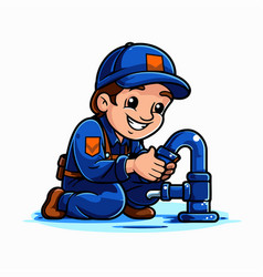 Plumber With A Pipe On White Background