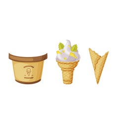 Waffle Cone And Bowl For Ice Cream As Dessert