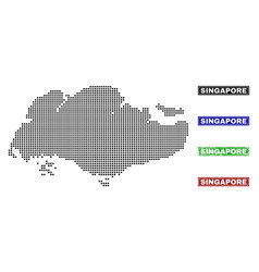 Singapore Map In Dot Style With Grunge Name Stamps