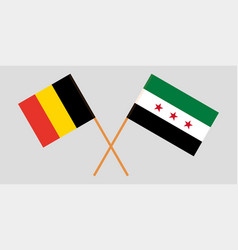 Syrian National Coalition And Belgium Flags