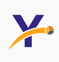 Volleyball Logo On Letter Y With Moving