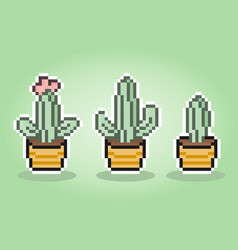 8 Bit Pixel Cactus Tree Natural Object For Game