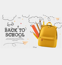 Back To School Banner Poster Yellow Backpack