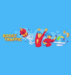 Boost Traffic Poster With Flying Rocket