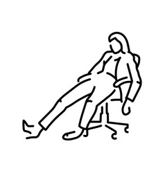 Businesswoman Tired Color Line Icon Female