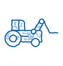 Case Loader Tractor Vehicle Doodle Icon Hand Drawn