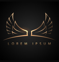 Gold Wings Logo Template On Black Background