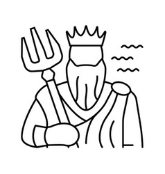 Poseidon Greek God Mythology Line Icon