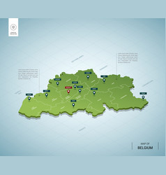 Stylized Map Belgium Isometric 3d Green Map