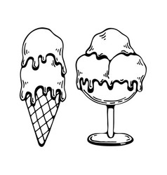 Coloring Book Ice Cream Sweets Set Hand Drawn