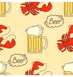 Doodle Pattern With Beer And Crawfish