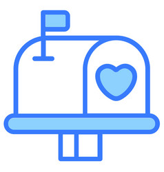 Love Mailbox Postbox Icon Simple Design Blue Line